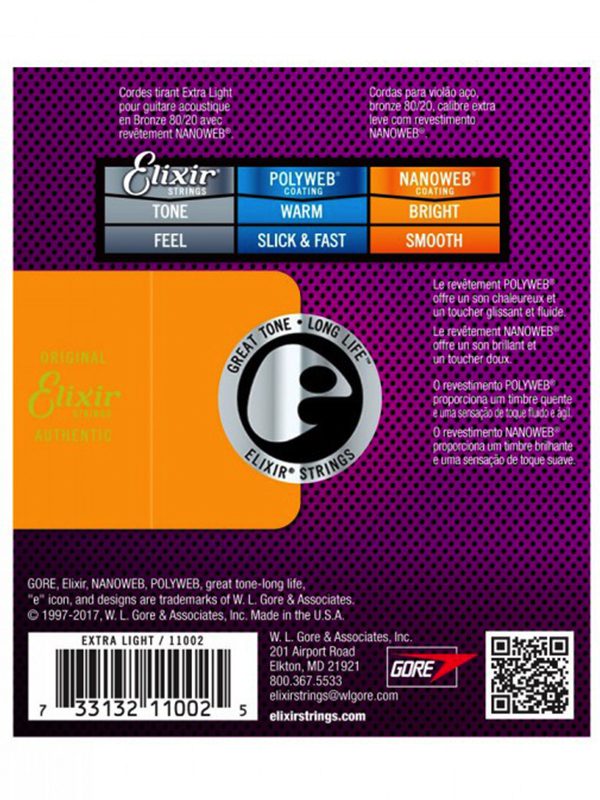 Elixir Acoustic 80/20 Bronze With Nanoweb Coating 10-47 - Image 2