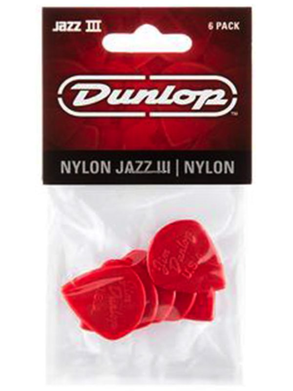 Dunlop Nylon Jazz III Guitar Picks Red 6-pack - Image 3