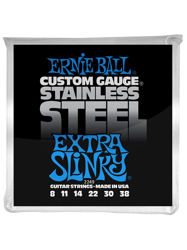 Ernie Ball Extra Slinky Stainless Steel Wound Electric Guitar Strings 8-38 Gauge