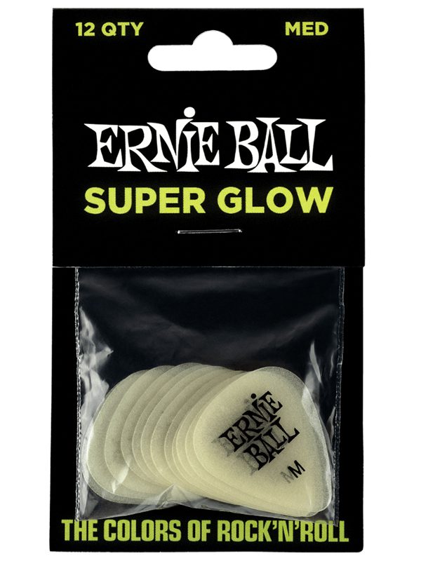 Ernie Ball Super Glow Cellulose Medium Pick Bag OF 12 - Image 2