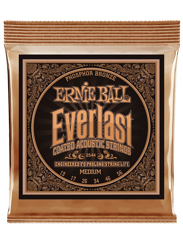 Ernie Ball Everlast Medium Coated Phosphor Bronze Acoustic Guitar Strings 13-56 Gauge