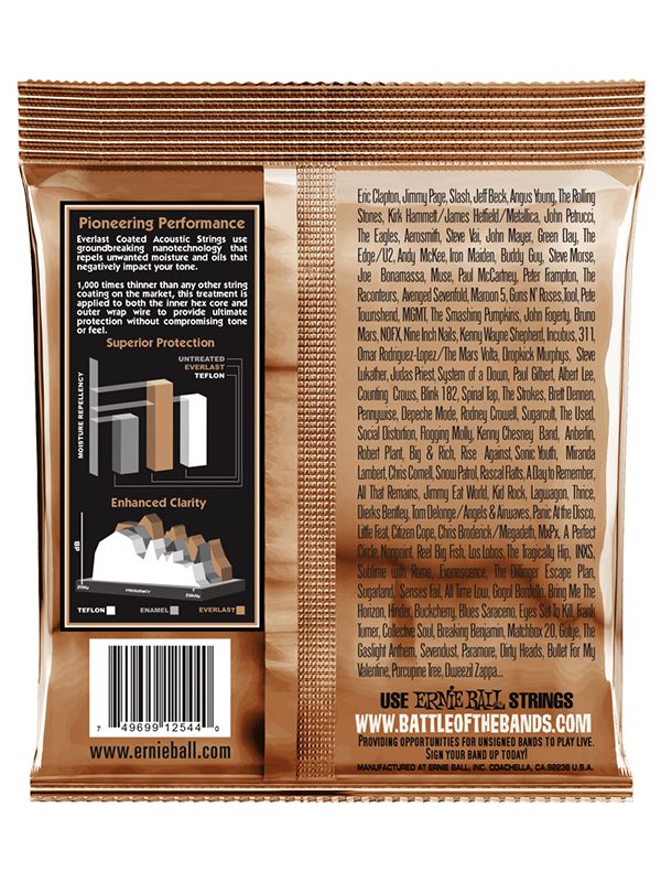 Ernie Ball Everlast Medium Coated Phosphor Bronze Acoustic Guitar Strings 13-56 Gauge - Image 2
