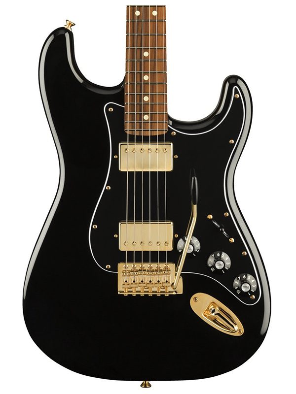 Fender Limited Edition Mahogany Blacktop Stratocaster Black w/ Gold - Image 3