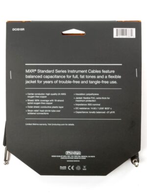 MXR Standard Instrument Cable Right/Straight 15ft