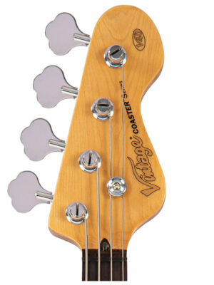 Vintage V40 Coaster Series Bass Guitar Candy Apple Blue