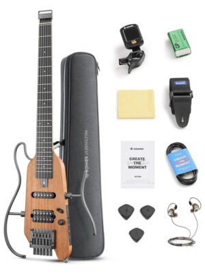 Donner HUSH-X Travel Electric Guitar Kit Natural