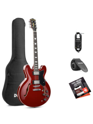 Donner DJP-1000 Semi-Hollow Electric Guitar Kit Red