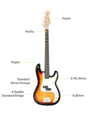 Donner DPB-510S Bass Guitar Kit Sunburst