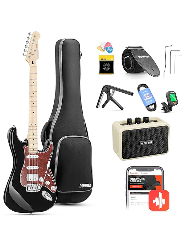 Donner DST-152B Electric Guitar Kit Black