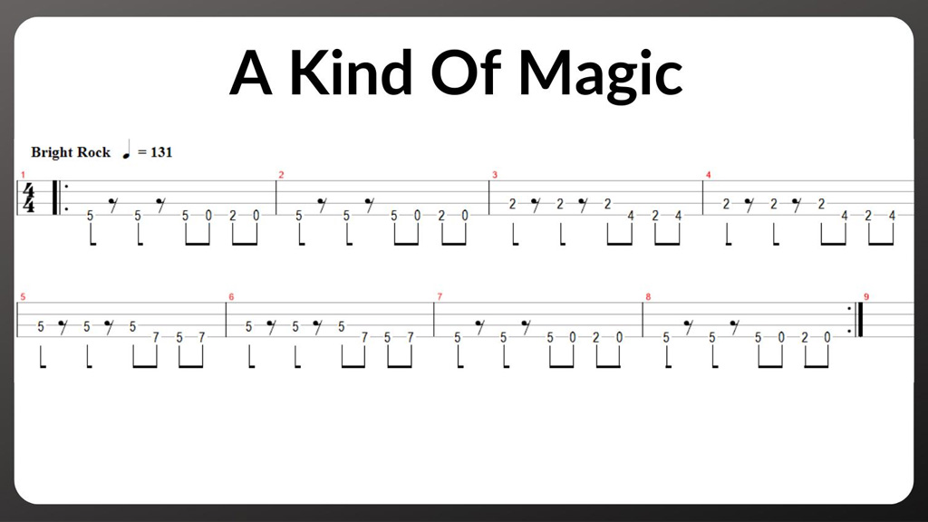 بیس لاین آهنگ A Kind of Magic از گروه کویین