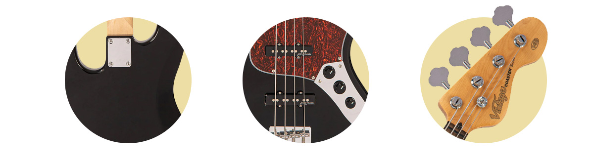 Vintage V49 Coaster Series Bass Guitar Boulevard Black