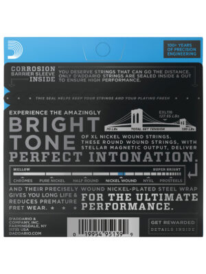 D'Addario XL Nickel Wound Electric Guitar Strings Medium Top/Heavy Bottom 11-52
