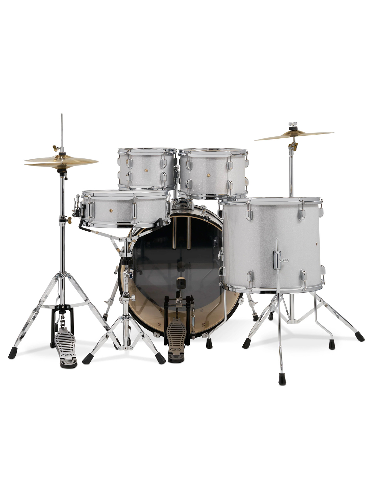 PDP Center Stage 5-Piece Complete Drum Set with Cymbals Diamond White Sparkle