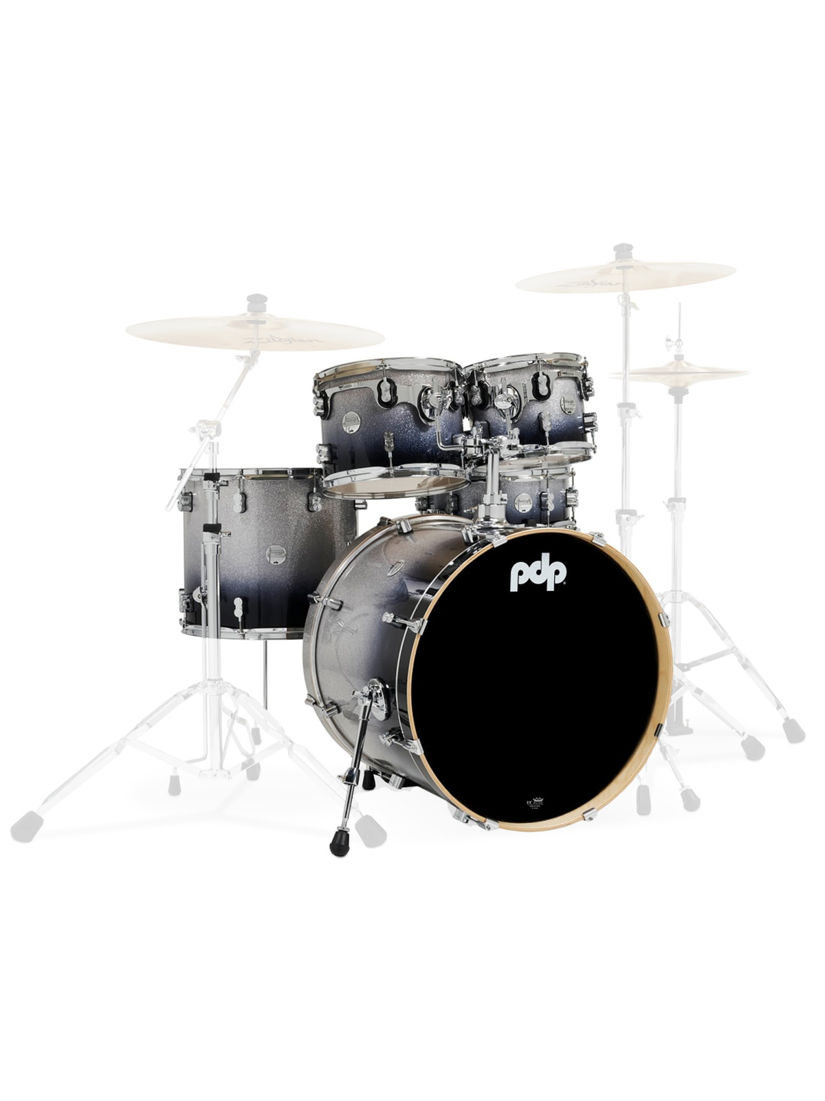 PDP Concept Maple 5-Piece Shell Pack Silver To Black Fade Lacquer