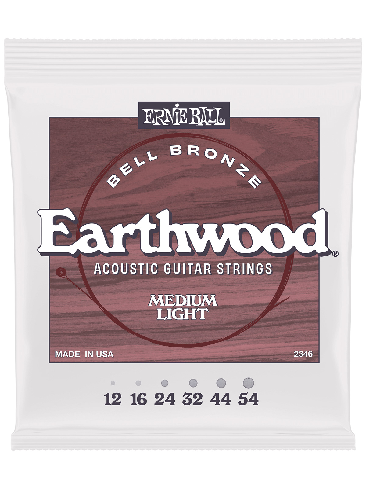 Ernie Ball Medium Light Earthwood Bell Bronze Acoustic Guitar Strings 12-54