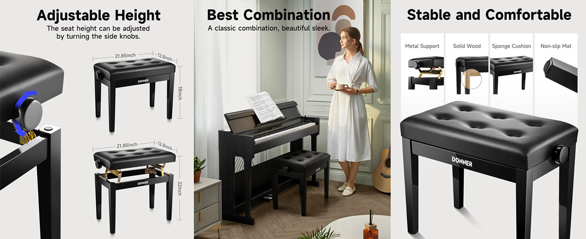 Donner Adjustable Piano Bench