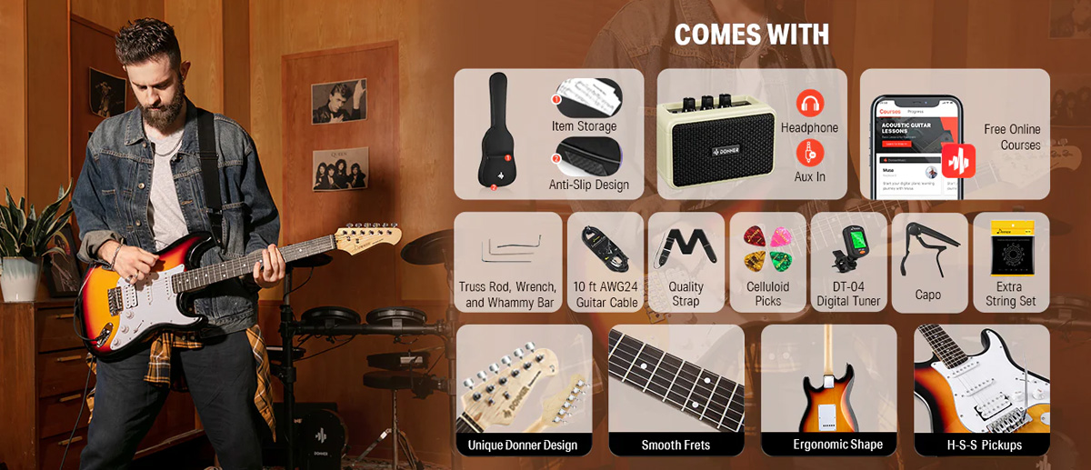 Donner DST-100 Left-Handed Electric Guitar Kit