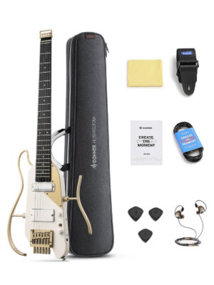 Donner HUSH-X Pro Travel Electric Guitar Kit White-Luxe