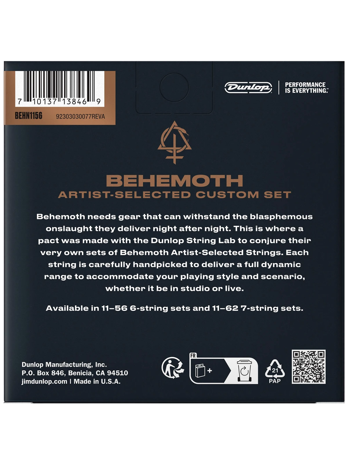 Dunlop Behemoth Artist-Selected Custom Guitar Strings 11-56