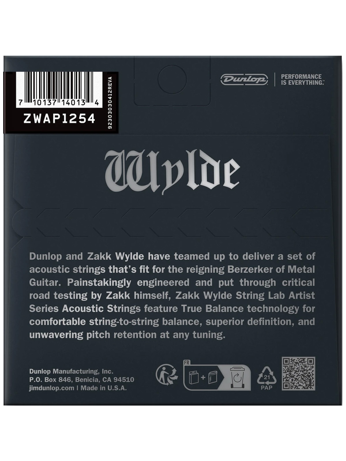 Dunlop Zakk Wylde String Lab Acoustic Guitar Strings 12-54 Gauge